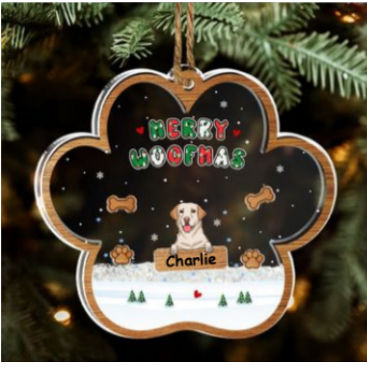 Woofmas Winter - Personalized Acrylic Shaker Ornament