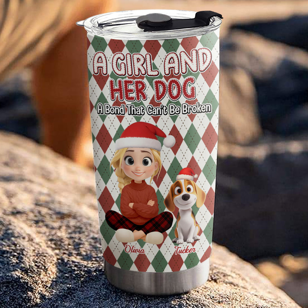 Custom Christmas Birthday Gifts For Dog Mom, Dog Lovers • Girl Loves Dog Square - Personalized Tumbler