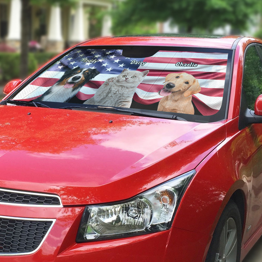 Proud American Pets Photo - Personalized Car Sunshade
