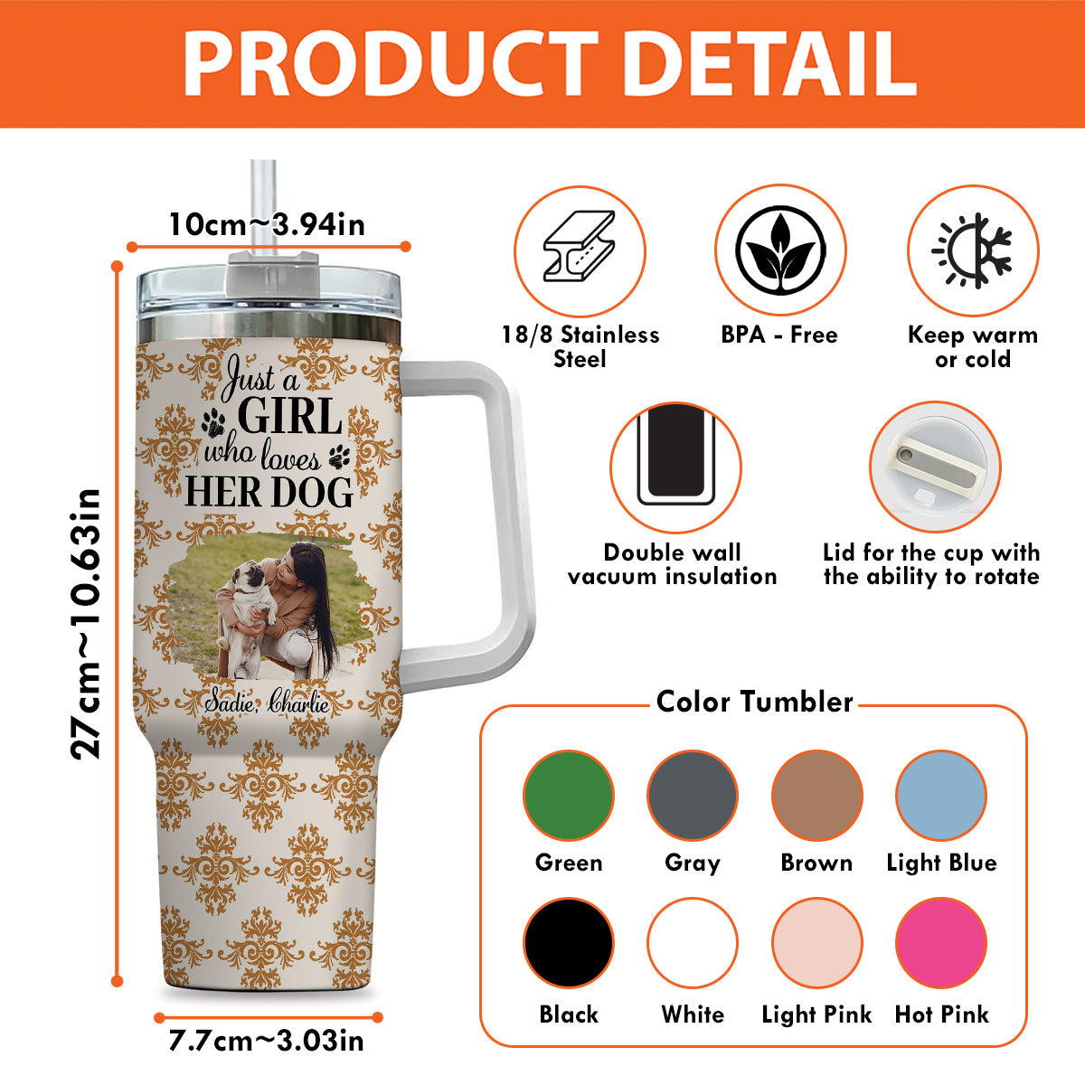 Custom Photo Christmas Birthday Gifts For Dog Lovers • Pumskin Dog Autumn Photo - Personalized Tumbler