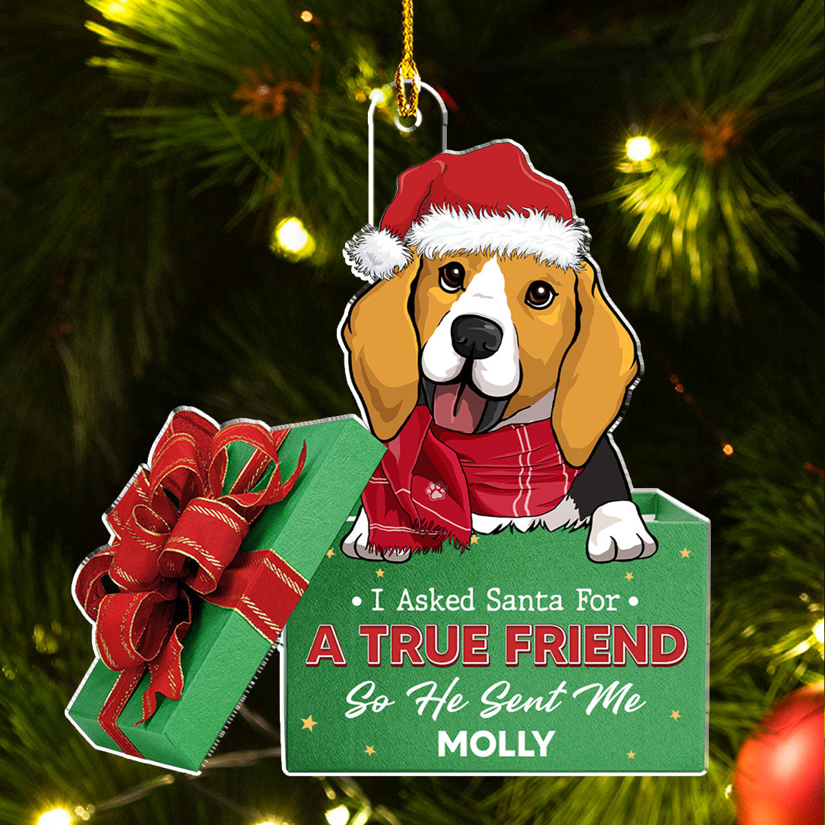 Custom Christmas Decor Home Birthday Gifts For Dog Lovers • A True Friend - Personalized Acrylic Ornament