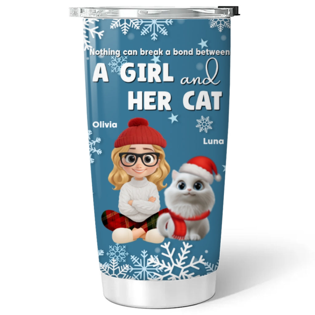 Custom Christmas Birthday Gifts For Cat Mom, Cat Lovers • White Christmas With Cats - Personalized Tumbler