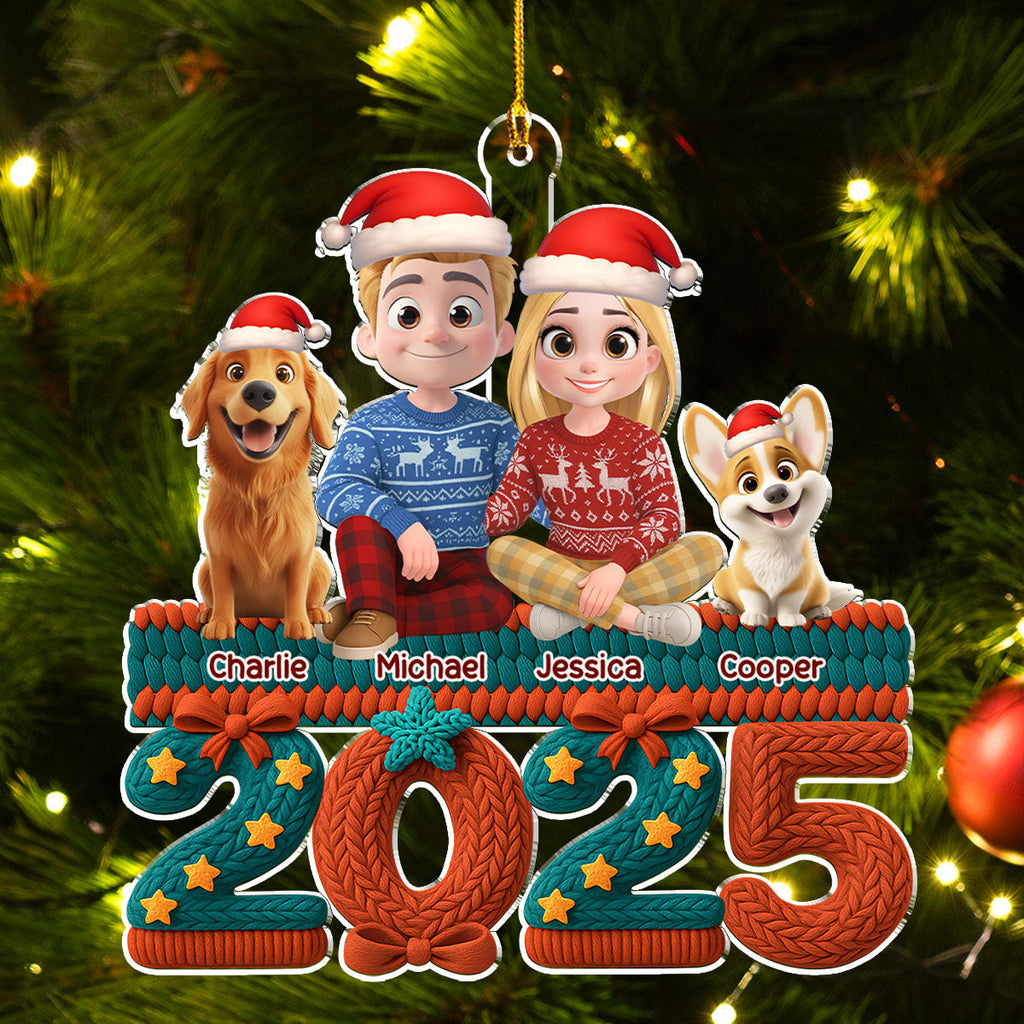 Custom Christmas Decor Home Birthday Gifts For Dog Lovers • Jolly Year - Personalized 3D Effect Acrylic Ornament
