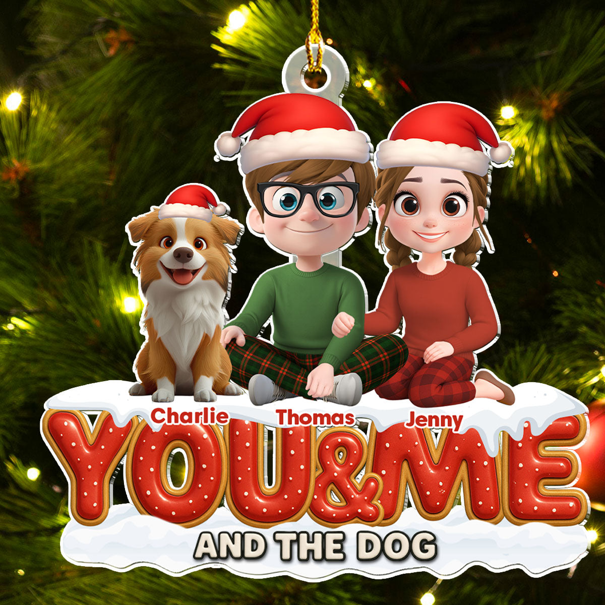 Custom Christmas Decor Home Birthday Gifts For Dog Lovers • Eternal Bond - Personalized 3D Effect Acrylic Ornament