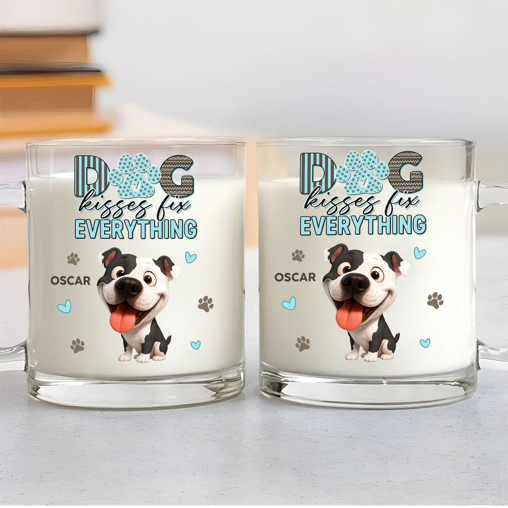Custom Christmas Birthday Gifts For Dog Lovers • Dog Kisses Above All - Personalized Glass Mug