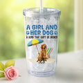 A Girl And Her Dogs Photo - Personalized 14oz Plastic Tumbler