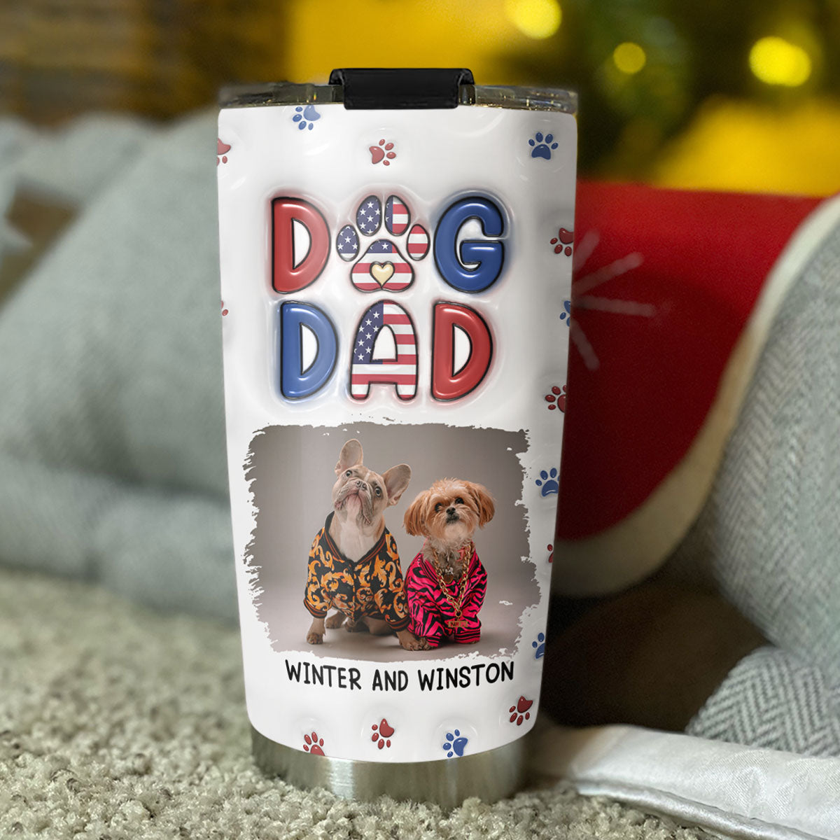 Custom Photo Father's day Birthday Gifts For Dog Dad, Dog Lovers • My Lovely Dog Photo - Personalized 3D Inflated Effect Tumbler
