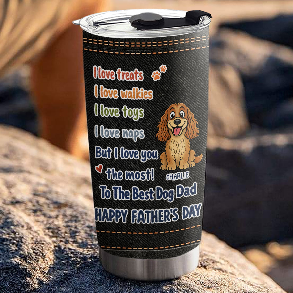 Custom Father's day Birthday Gifts For Dog Dad, Dog Lovers • Dog Dad Better Than Treats - Personalized Tumbler