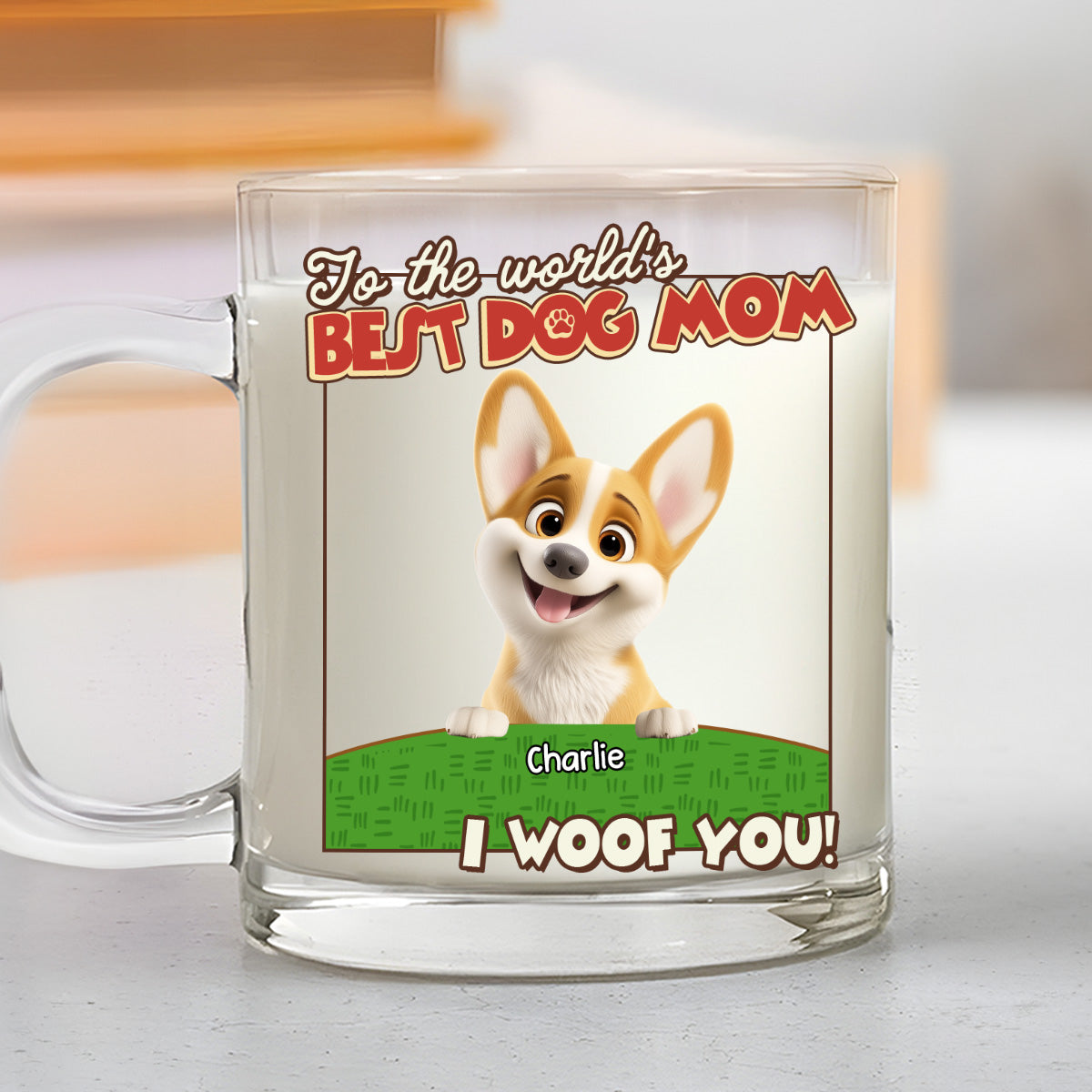 Custom Mother's day Birthday Gifts For Dog Mom, Dog Lovers • We Woof You Dog Mom Dad Cartoon - Personalized Glass Mug