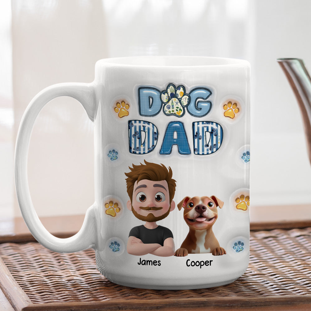 Custom Christmas Birthday Gifts For Dog Dad, Dog Lovers • My Baby On Top Of All - Personalized 3D Inflated Effect Mug