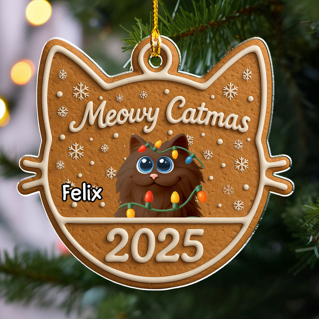 Custom Christmas Decor Home Birthday Gifts For Cat Lovers • Chunky Catmas - Personalized Acrylic Ornament