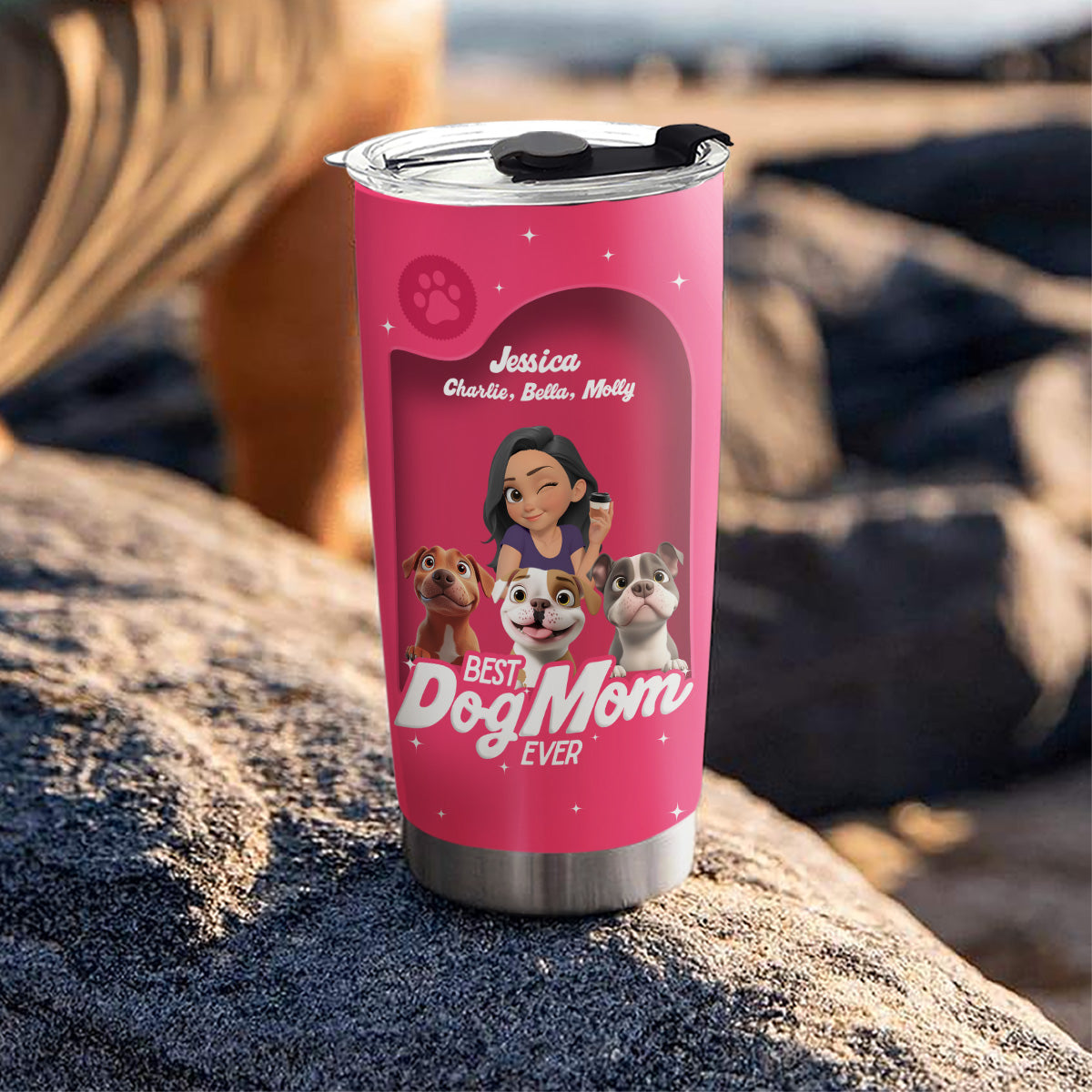 Custom Christmas Birthday Gifts For Dog Mom, Dog Lovers • Us In The Box - Personalized 3D Effect Tumbler