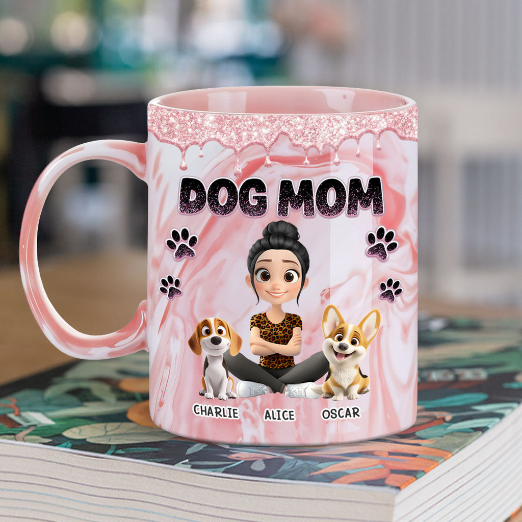 Custom Christmas Birthday Gifts For Pet Lovers • Baby Dog Mom - Personalized Pink Marble Mug
