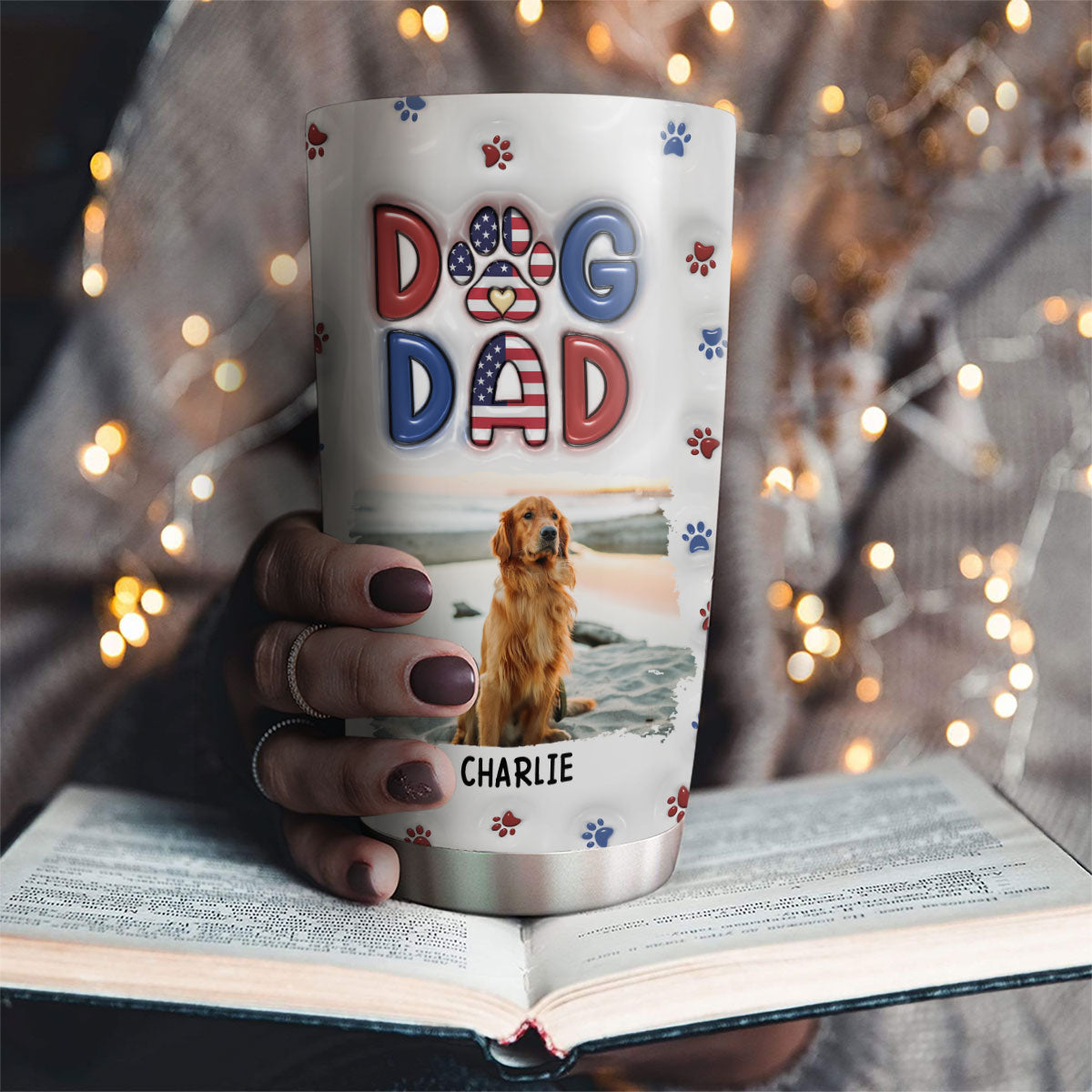 Custom Photo Father's day Birthday Gifts For Dog Dad, Dog Lovers • My Lovely Dog Photo - Personalized 3D Inflated Effect Tumbler