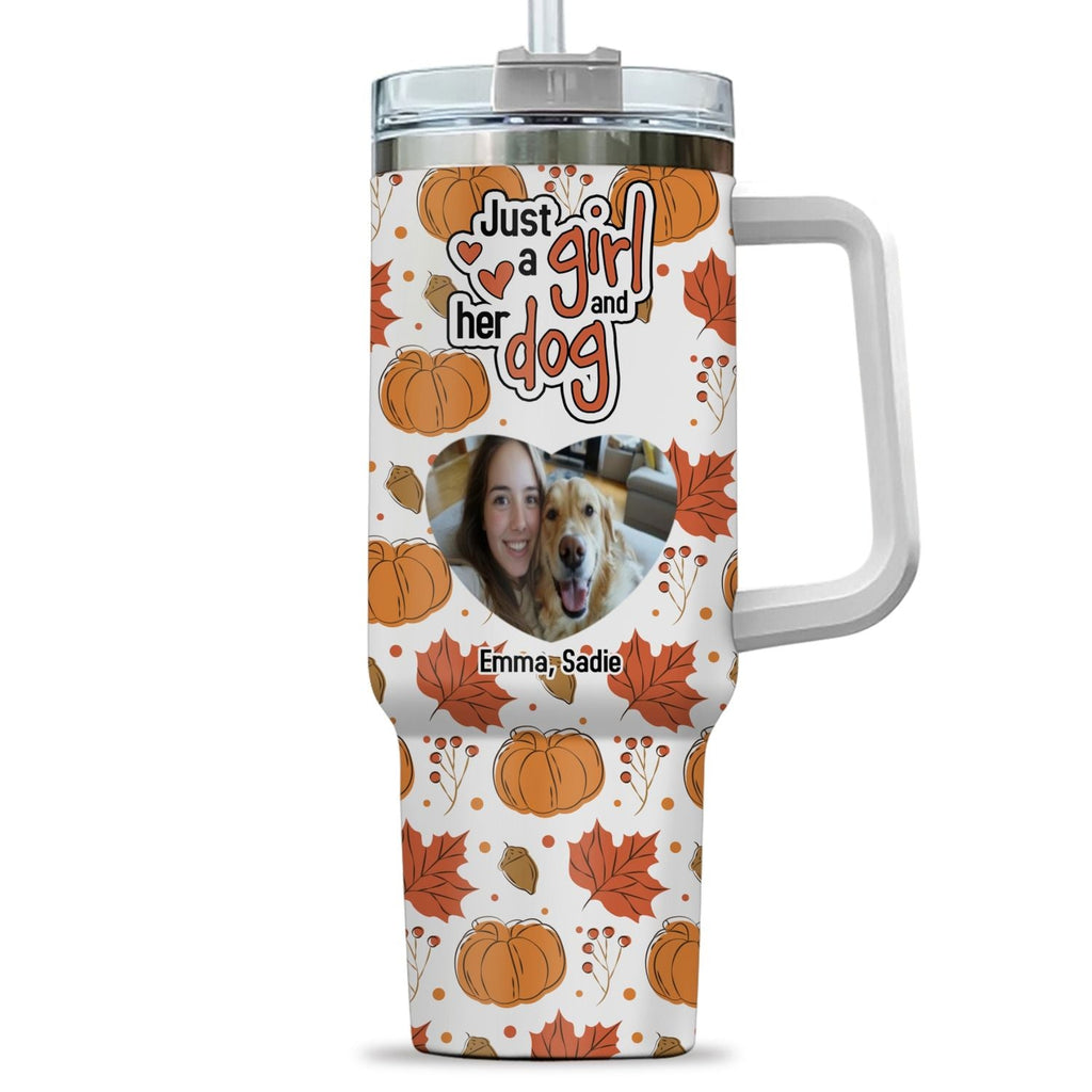 Custom Photo Christmas Birthday Gifts For Dog Mom, Dog Lovers • Falling For You Photo - Personalized Tumbler