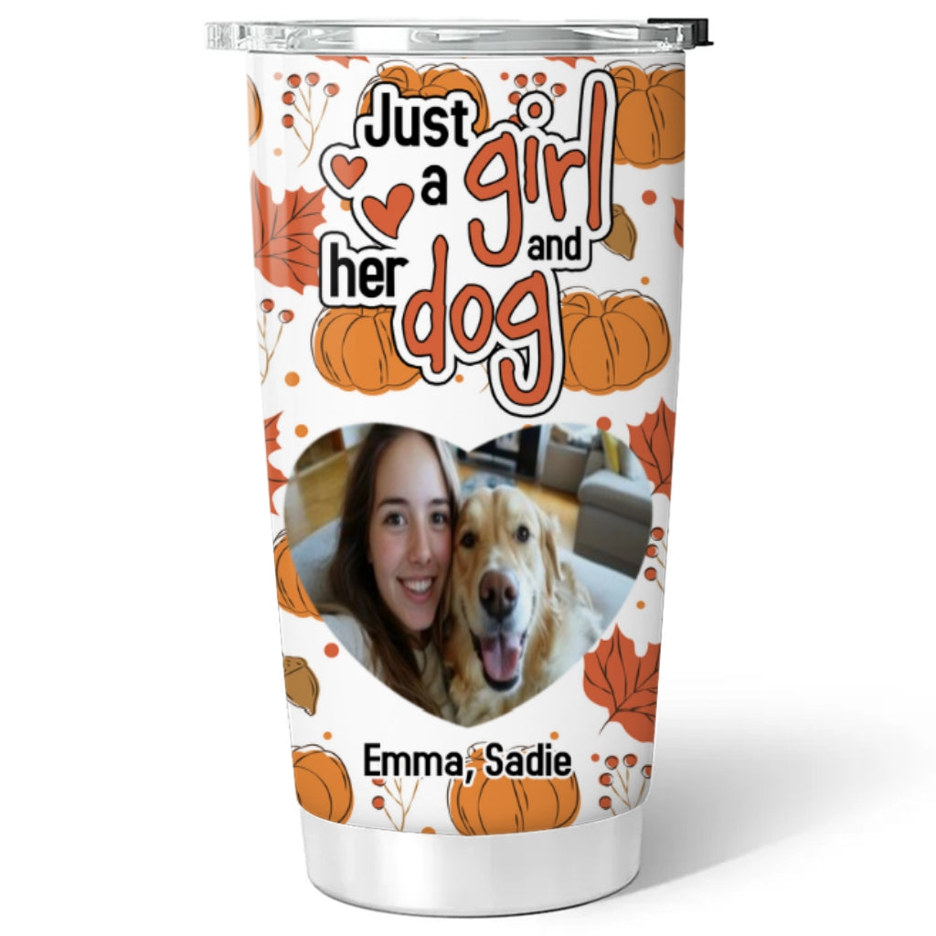 Custom Photo Christmas Birthday Gifts For Dog Mom, Dog Lovers • Falling For You Photo - Personalized Tumbler