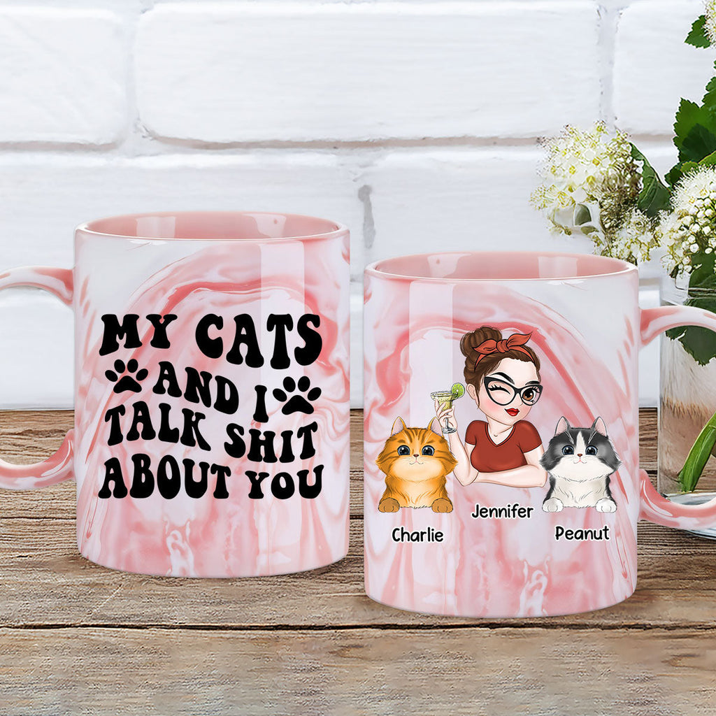Custom Christmas Birthday Gifts For Pet Lovers • Talk Shit About Human - Personalized Pink Marble Mug