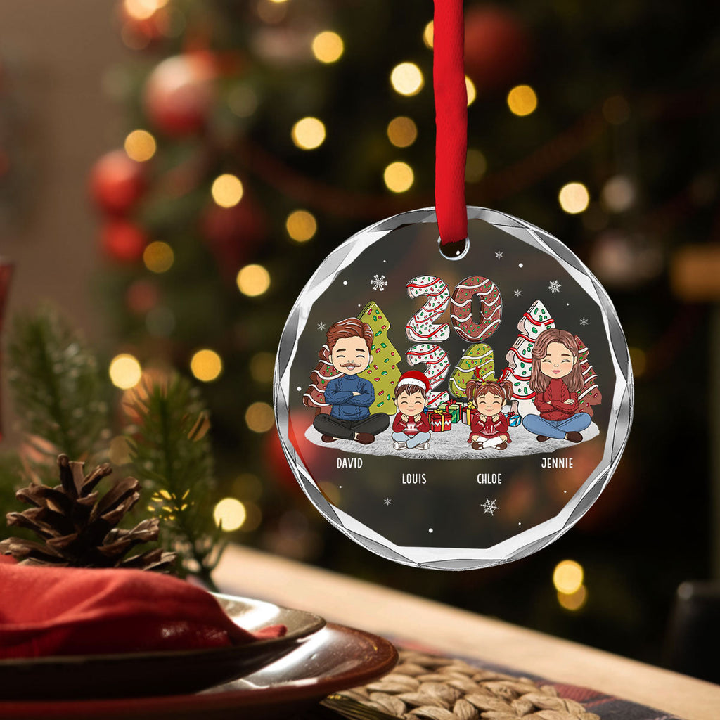 Custom Christmas Decor Home Birthday Gifts For Pet Lovers • Family Cake - Personalized Glass Ornament