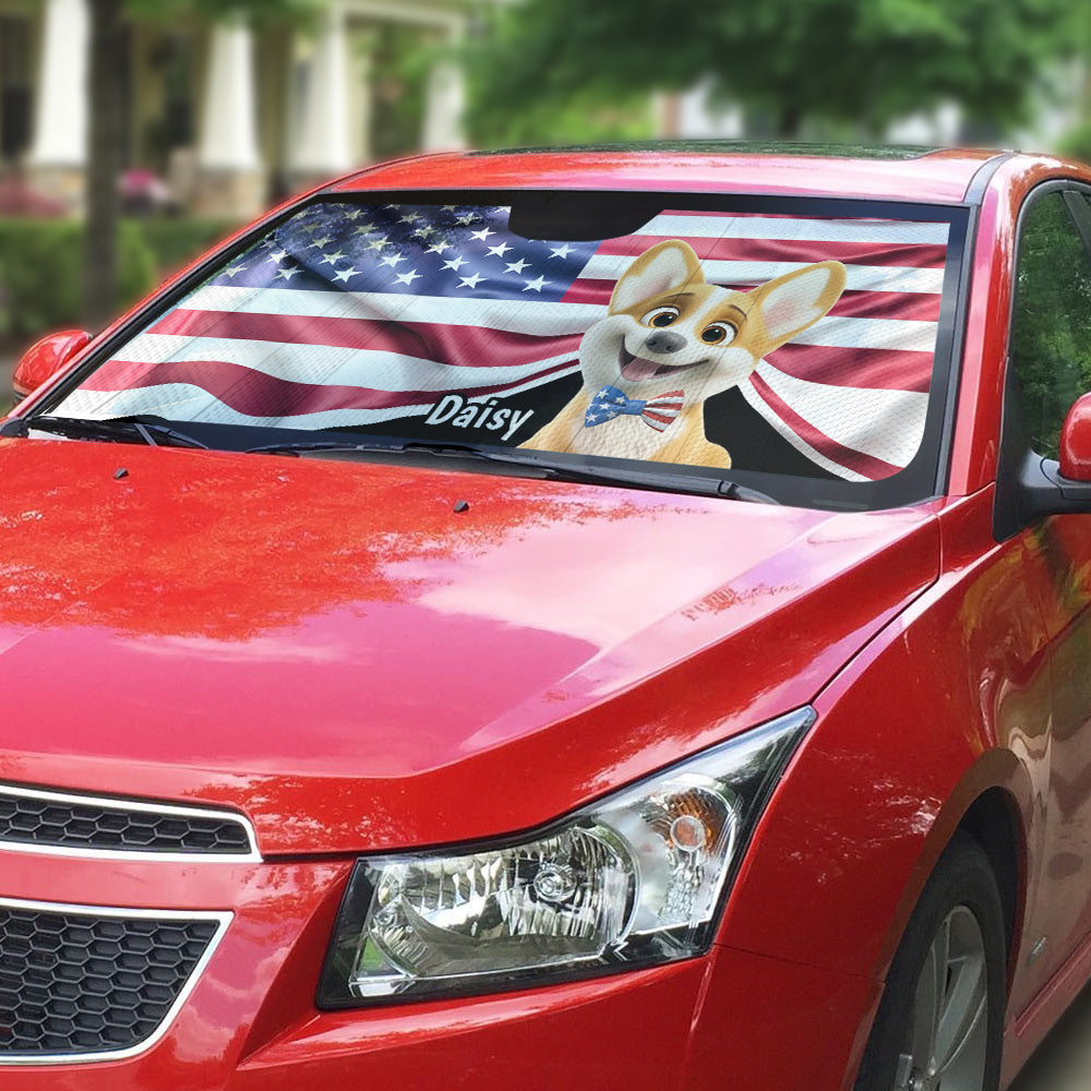 Custom Christmas Birthday Gifts Car Accessories for Dog Parents • Proud American Dogs - Personalized Car Sunshade