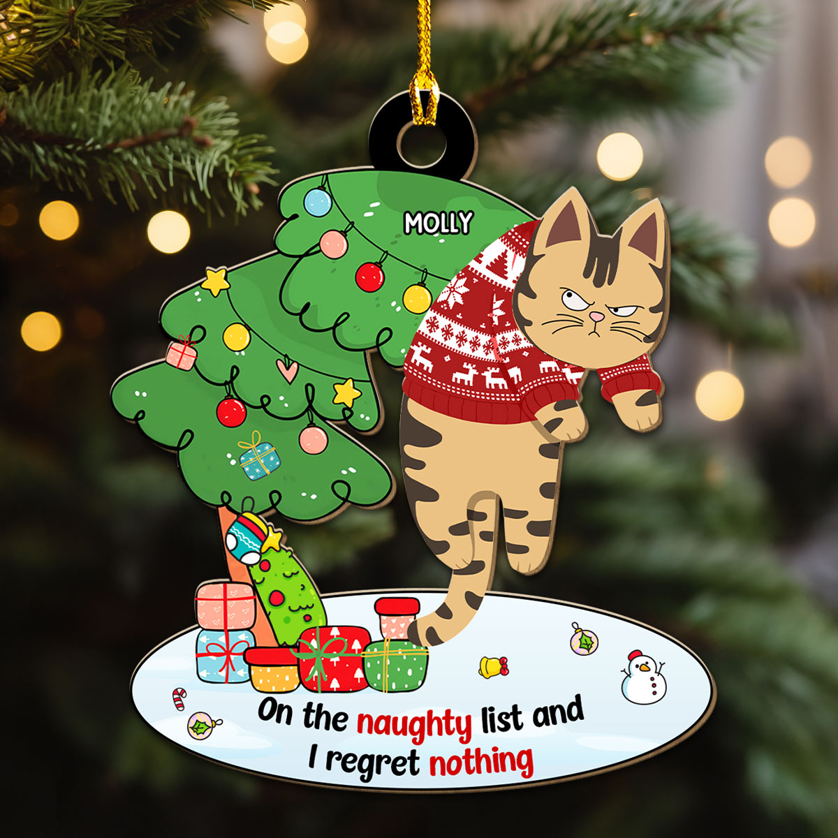 Regret Nothing - Personalized Wood Ornament