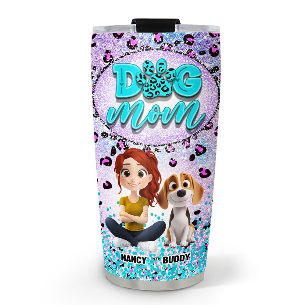 Custom Christmas Birthday Gifts For Dog Mom, Dog Lovers • Dog Mom Paw Leopard - Personalized Tumbler
