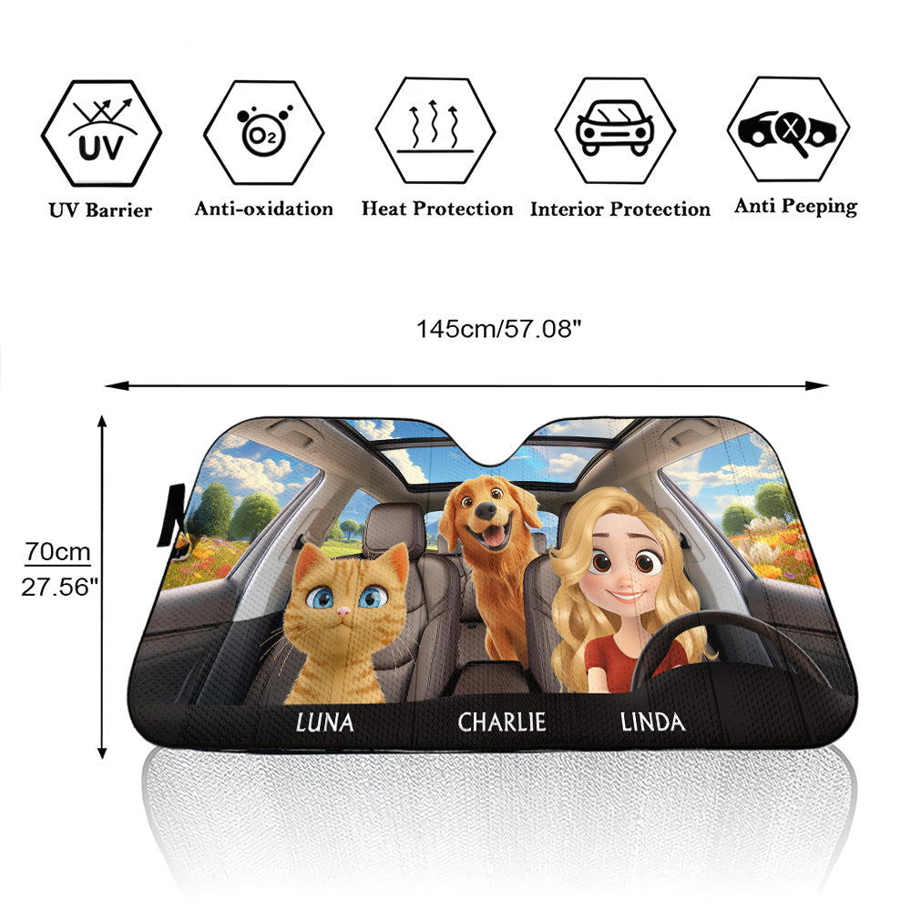 Custom Christmas Birthday Gifts Car Accessories for Pet Parents • Life Is Better With My Pets - Personalized Car Sunshade