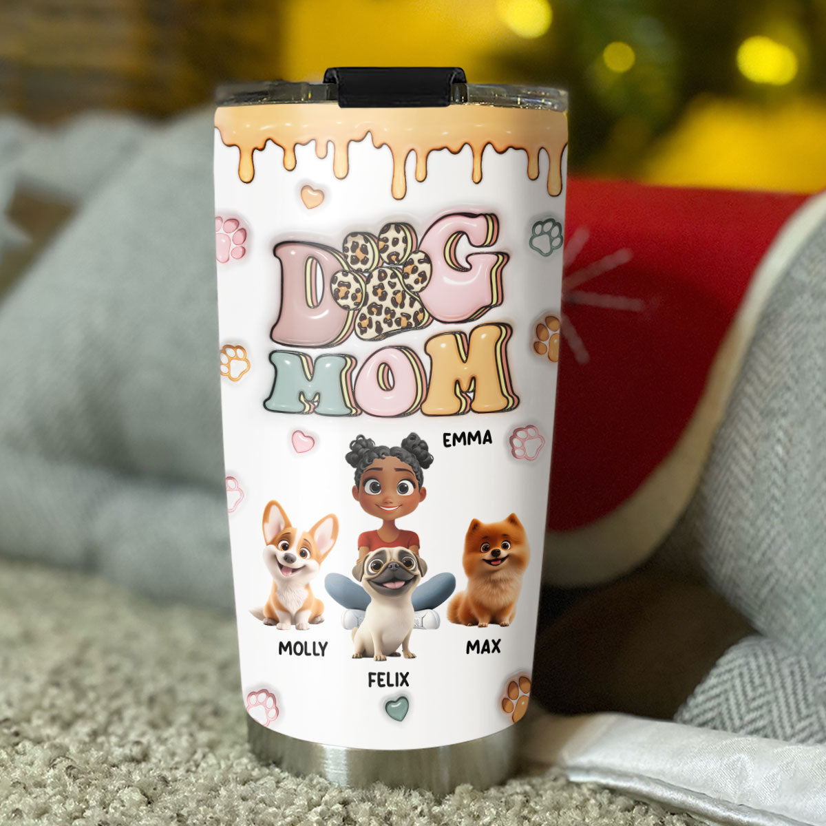 Custom Mother's day Birthday Gifts For Dog Mom, Dog Lovers • Slay Dog Mama - Personalized 3D Inflated Effect Tumbler