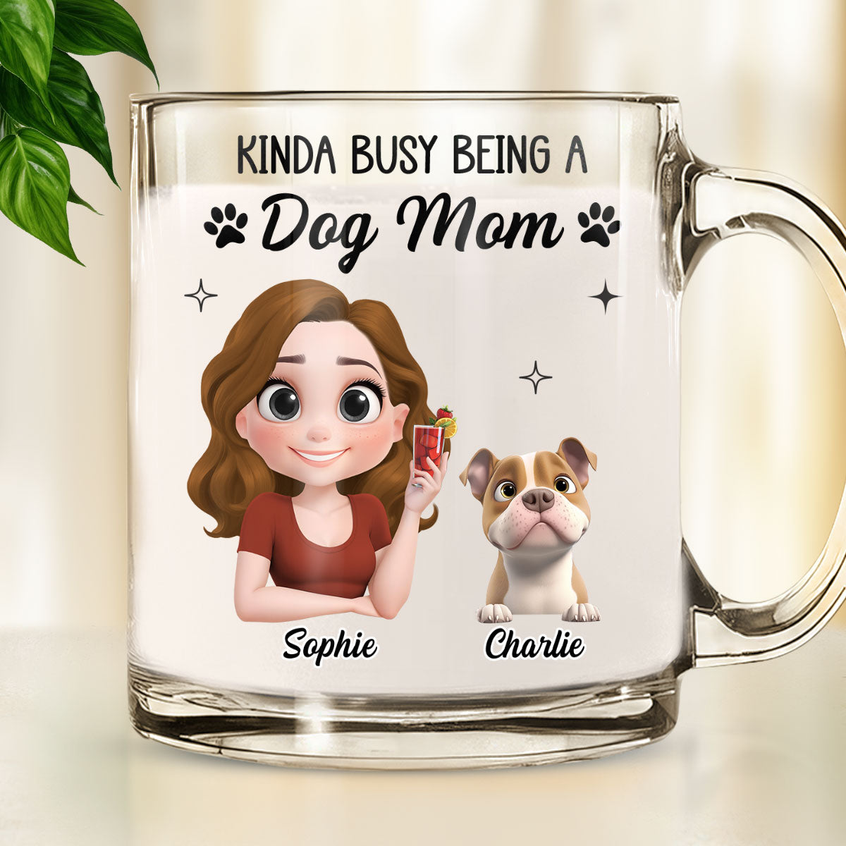 Custom Christmas Birthday Gifts For Dog Mom, Dog Lovers • Busy But Happy - Personalized Glass Mug