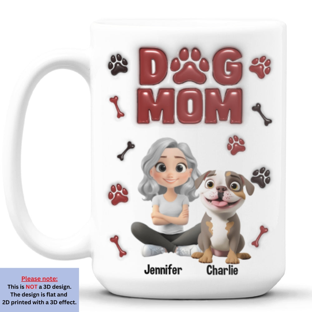 Custom Christmas Birthday Gifts For Dog Mom, Dog Lovers • Lovely Dog Mama - Personalized 3D Inflated Effect Mug