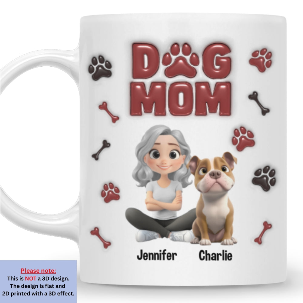 Custom Christmas Birthday Gifts For Dog Mom, Dog Lovers • Lovely Dog Mama - Personalized 3D Inflated Effect Mug