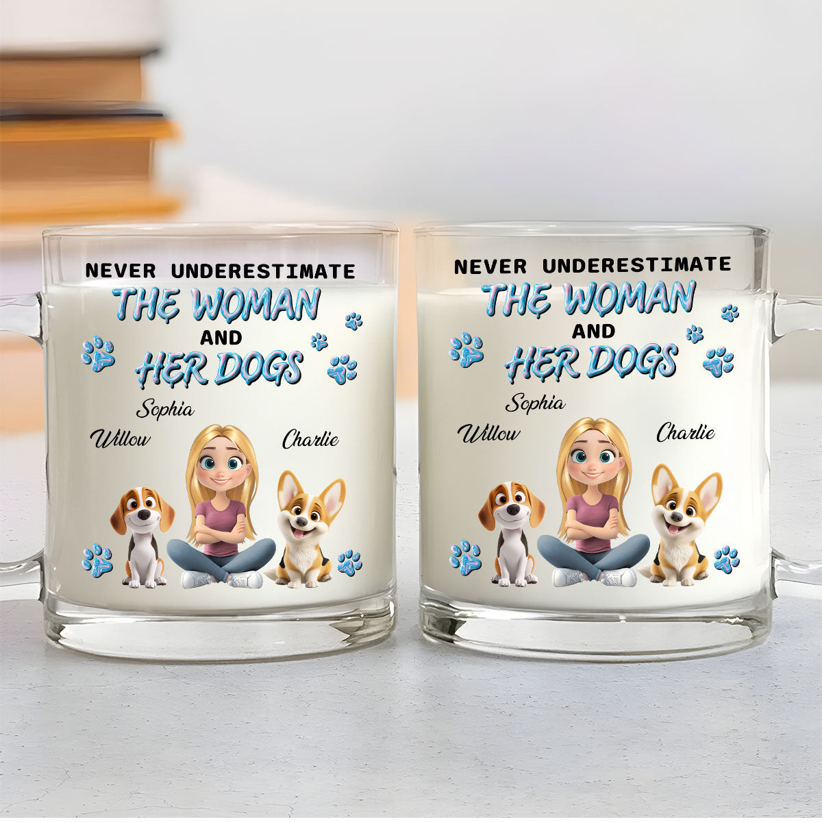 Custom Mother's day Birthday Gifts For Dog Mom, Dog Lovers • Do Not Dare Underestimate - Personalized 3D Effect Glass Mug