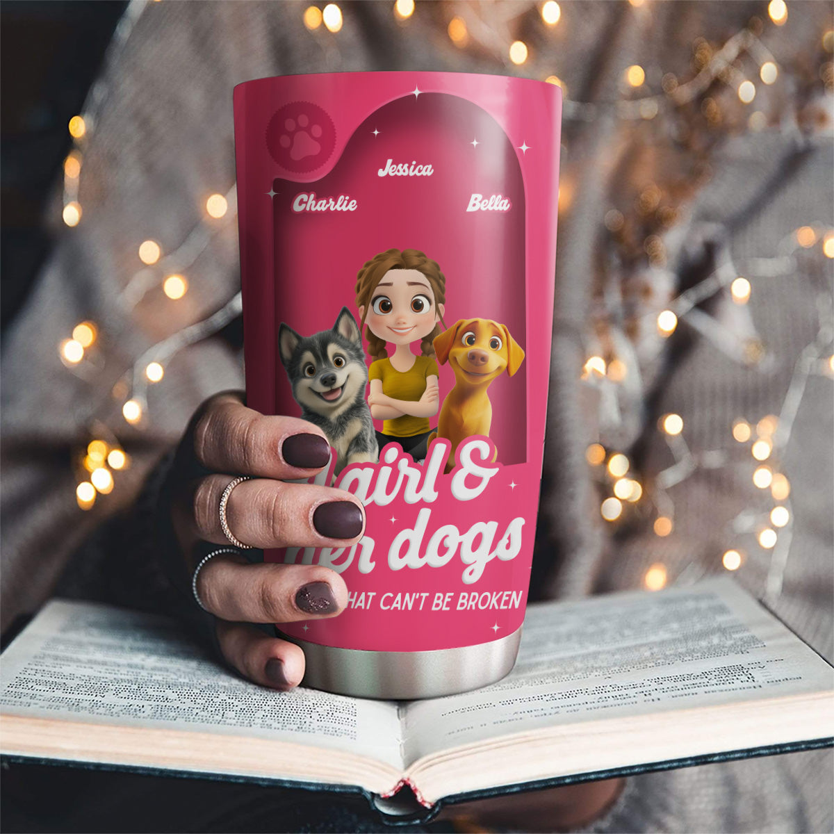 Custom Christmas Birthday Gifts For Dog Mom, Dog Lovers • Us In The Box Version 2 - Personalized 3D Effect Tumbler