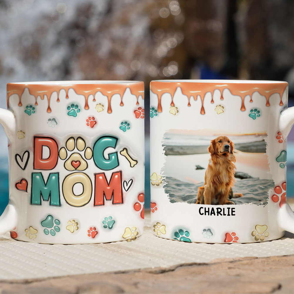 Custom Photo Mother's day Birthday Gifts For Dog Mom, Dog Lovers • Mom Of Dogs Version 2 Photo - Personalized 3D Inflated Effect Mug