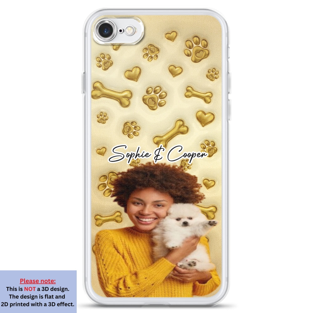 Gold Glitter Dog Mom Photo - Personalized 3D Effect Phone Case