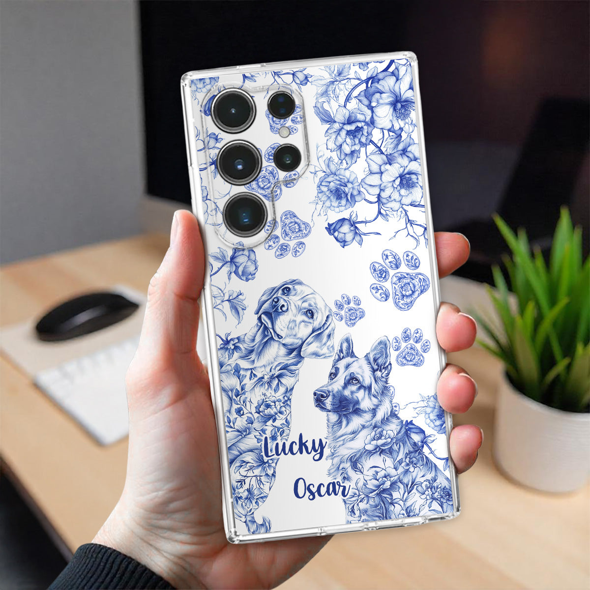 Dog Blue Toile - Personalized Phone Case