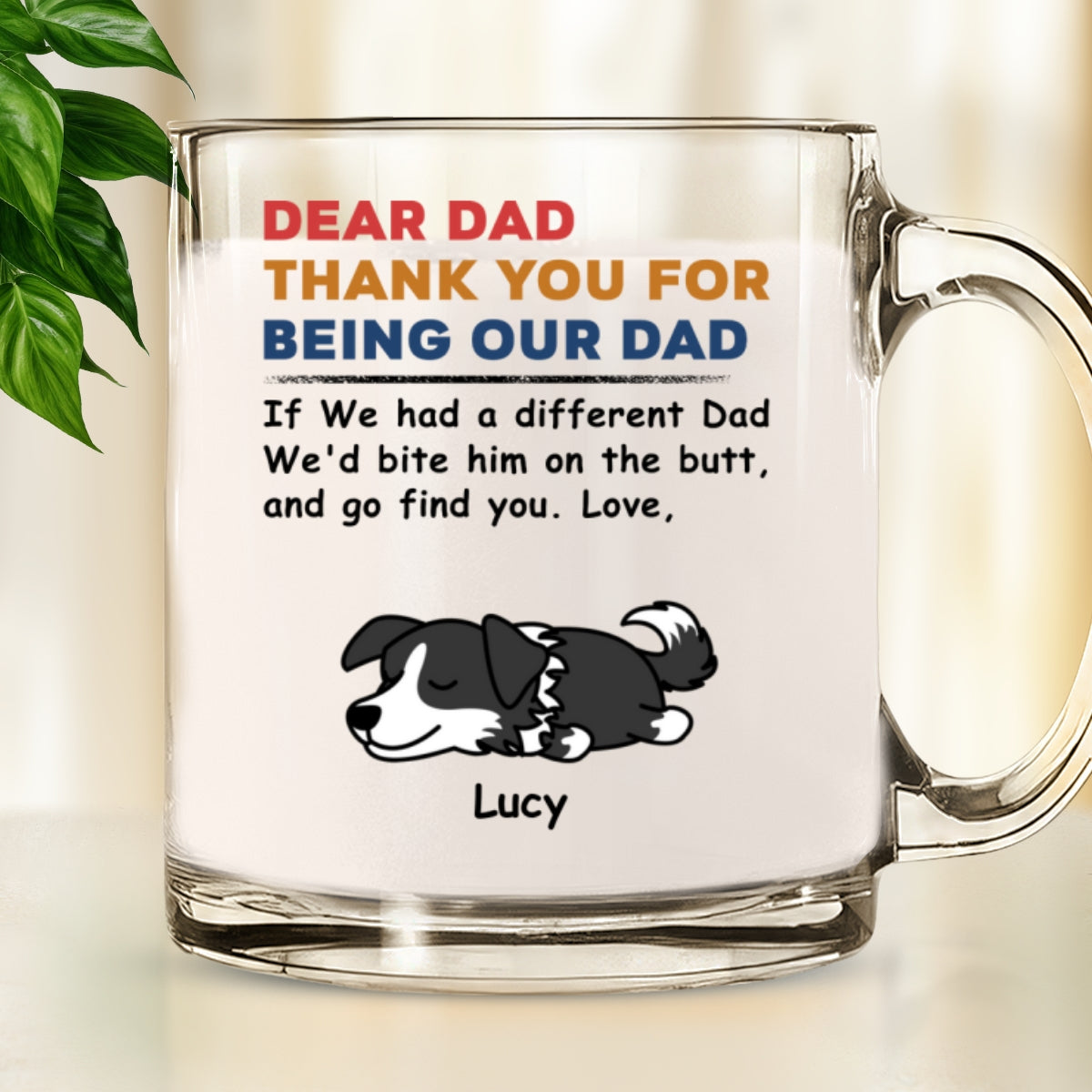 Custom Christmas Birthday Gifts For Dog Lovers • Bite On The Butt - Personalized Glass Mug