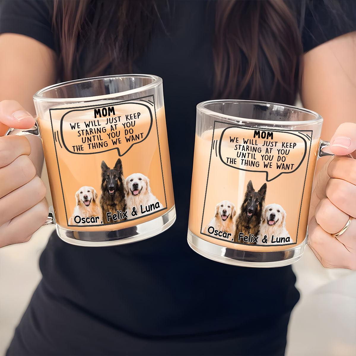 Custom Photo Christmas Birthday Gifts For Dog Lovers • I Will Keep Staring At You Photo - Personalized Glass Mug