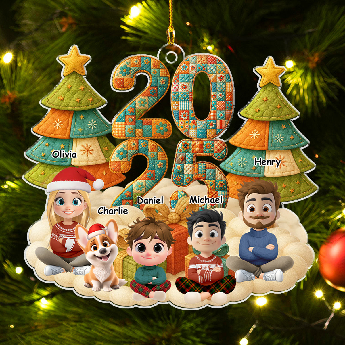 Custom Christmas Decor Home Birthday Gifts For Dog Lovers • A Patchwork Family - Personalized Acrylic Ornament
