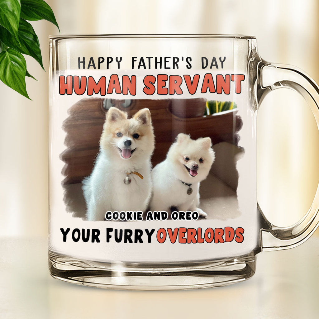 Custom Photo Father's day Birthday Gifts For Dog Dad, Dog Lovers • Your Furry Overlords Dog Ver Photo - Personalized Glass Mug