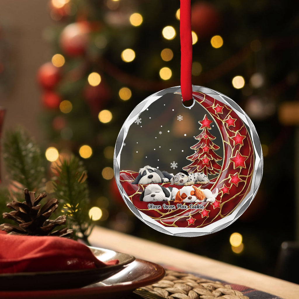 Custom Christmas Decor Home Birthday Gifts For Dog Lovers • Beside Pearl Of You - Personalized 3D Effect Glass Ornament