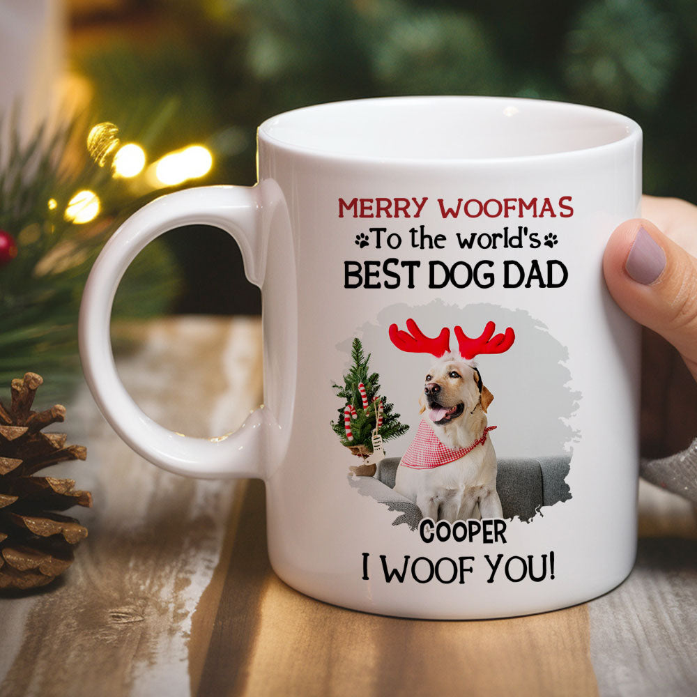 Custom Photo Christmas Birthday Gifts For Dog Lovers • I Woof You The Best Christmas Photo - Personalized Coffee Mug