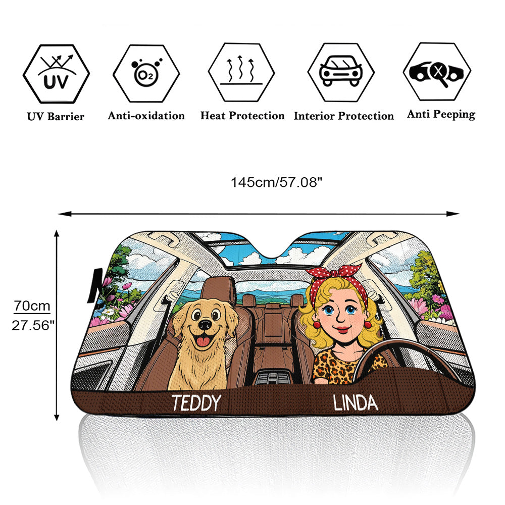 Custom Christmas Birthday Gifts Car Accessories for Dog Parents • Life Is Better With My Dog Retro - Personalized Car Sunshade