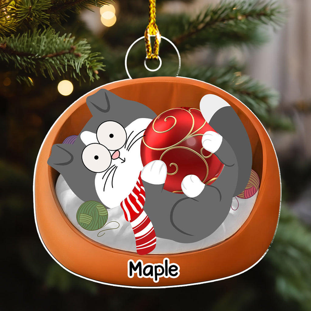 Custom Christmas Decor Home Birthday Gifts For Cat Lovers • Lovely Swinging Cat - Personalized Acrylic Ornament