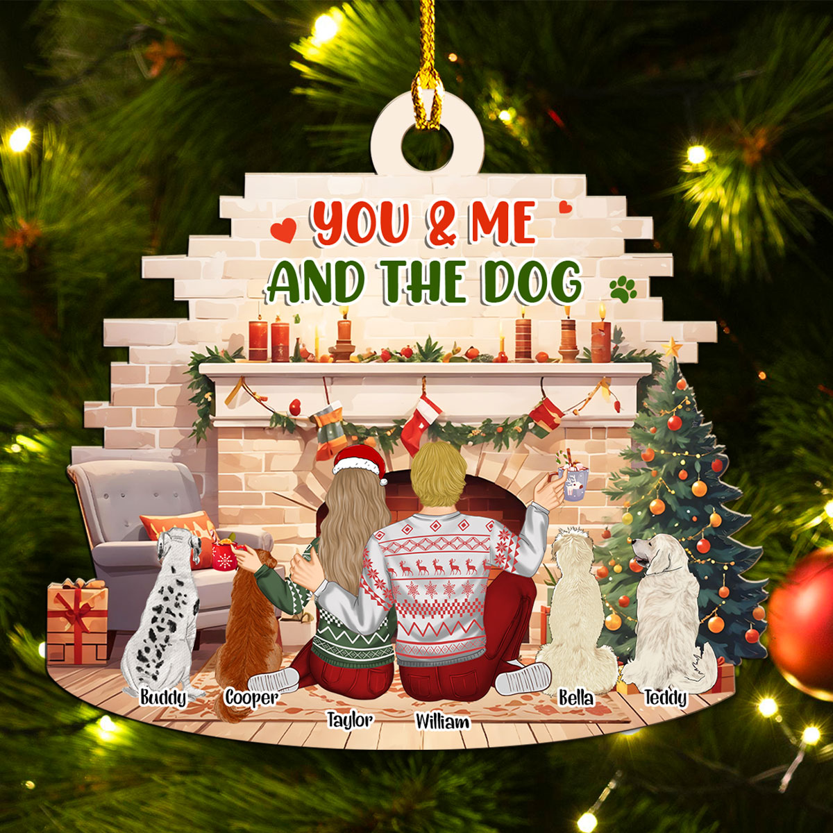 You Me Our Dogs Family - Personalized Wood Ornament