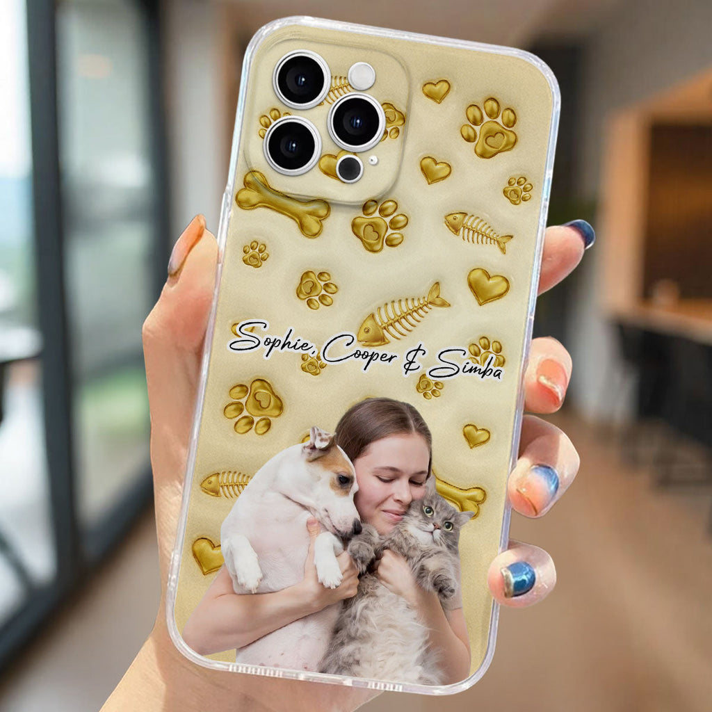 Gold Glitter Pet Mom Photo - Personalized 3D Effect Phone Case