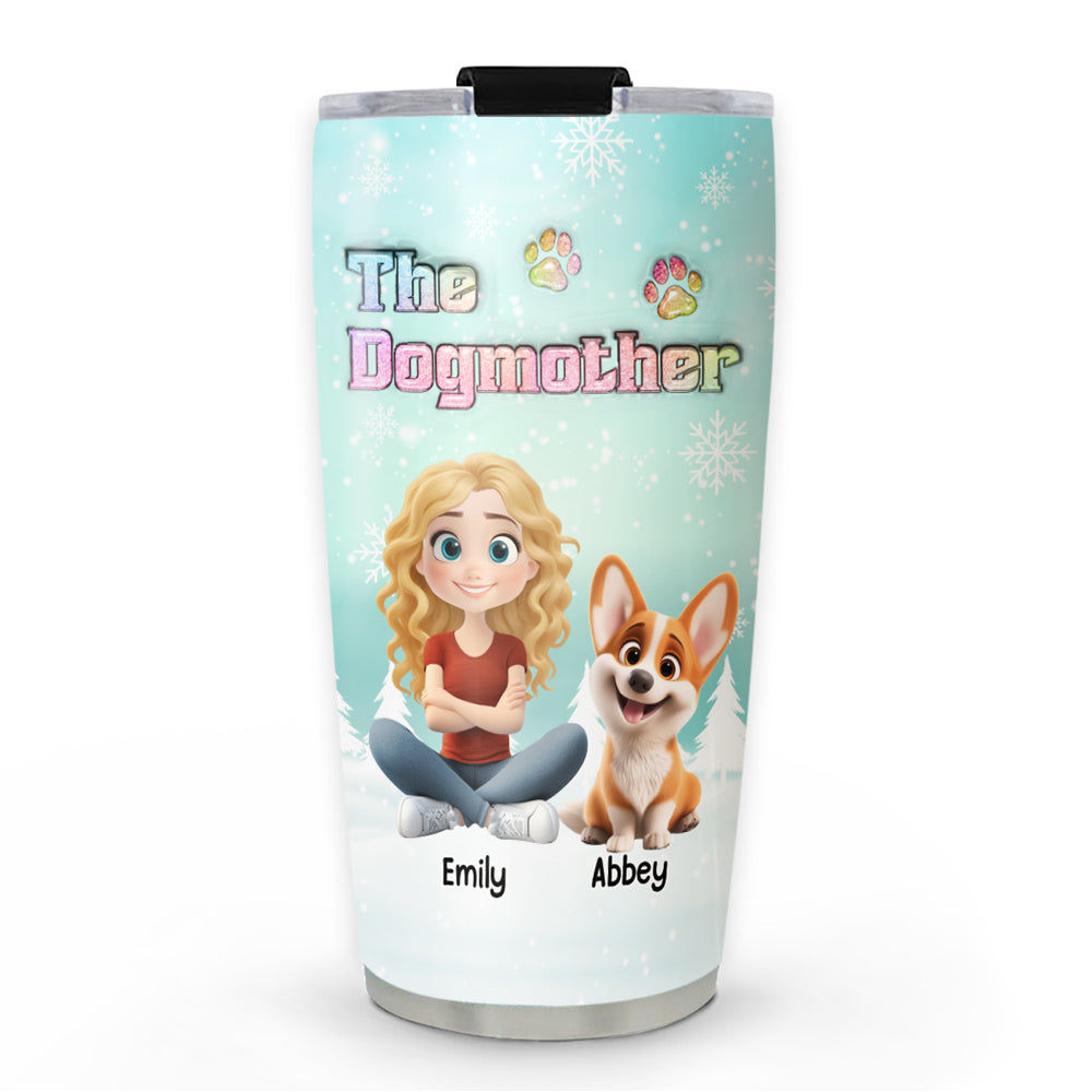 Custom Christmas Birthday Gifts For Dog Mom, Dog Lovers • Dog Mother Cartoon - Personalized 3D Inflated Effect Tumbler