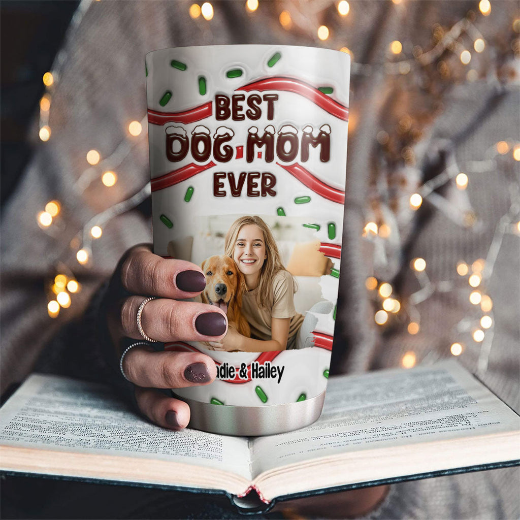 Best Dog Mom Cake Cartoon Photo - Personalized 3D Inflated Effect Tumbler