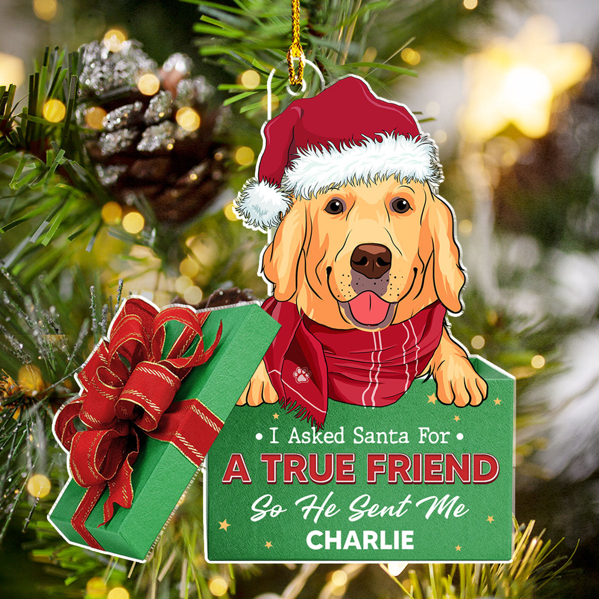 Custom Christmas Decor Home Birthday Gifts For Dog Lovers • A True Friend - Personalized Acrylic Ornament