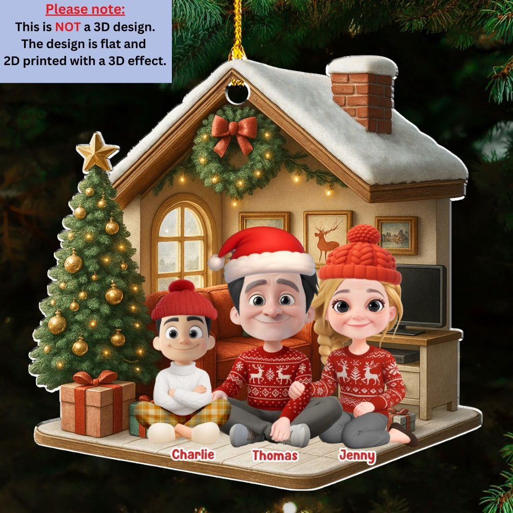 Custom Christmas Decor Home Birthday Gifts For Dog Lovers • Under A Happy Roof - Personalized 3D Effect Acrylic Ornament