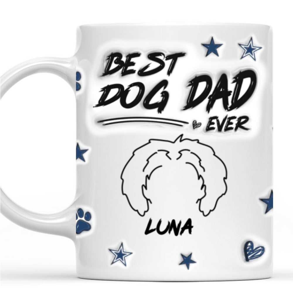 Custom Christmas Birthday Gifts For Pet Dad, Pet Lovers • Best Dog Dad Line - Personalized 3D Inflated Effect Mug